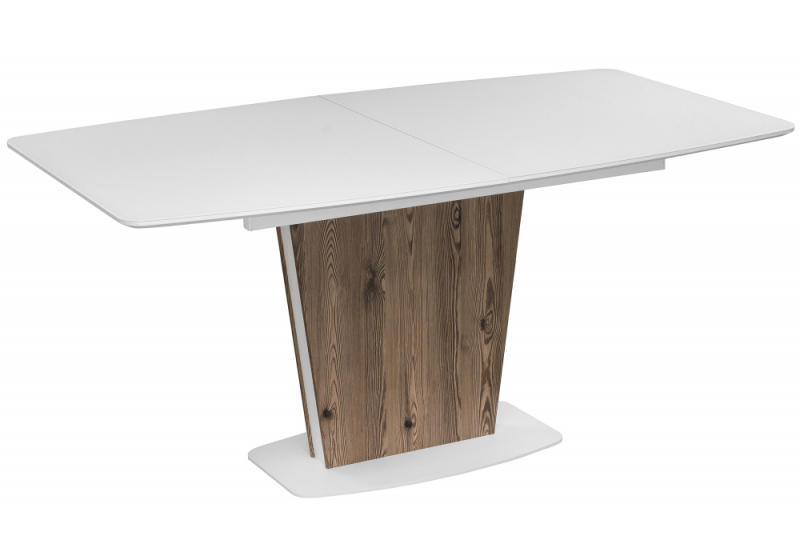 Стол стеклянный Оливер лиственница горная / белый (90x75). 