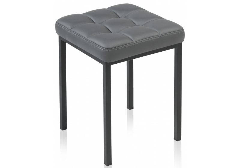 Табурет Байя кожзам темно-серый / черный матовый (35x35x45). 