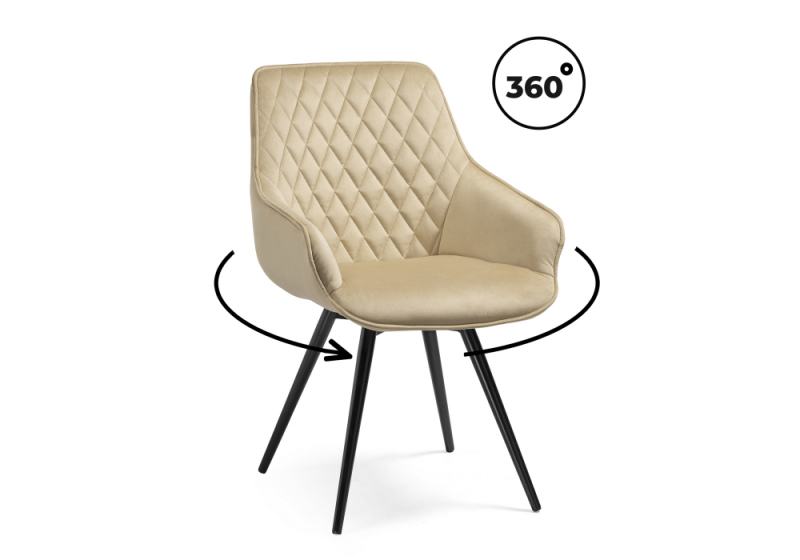 Стул на металлокаркасе Эгел крутящееся бежевый / черный глянец (57x64x88). 