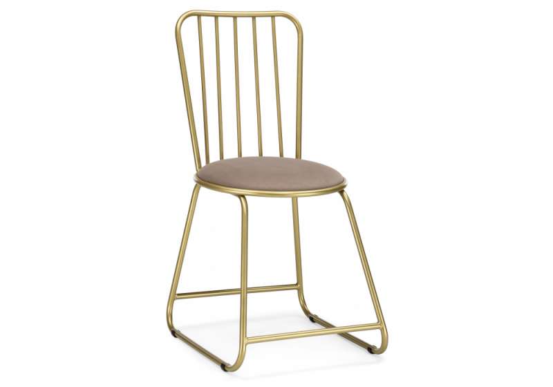 Стул на металлокаркасе Лирион бежевый велюр / золото. 