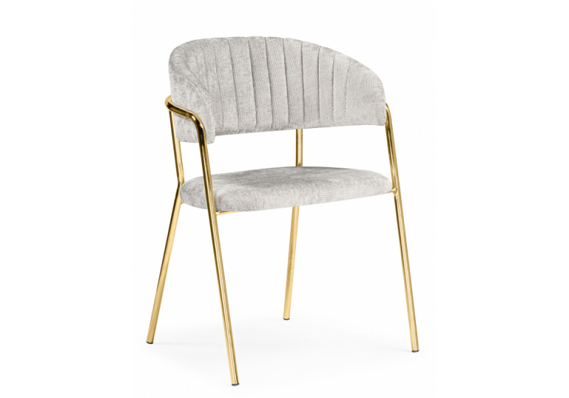 Стул на металлокаркасе Kamelia светло-серый / ткань золотые ножки (57x55x80). 
